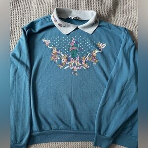 Blair Blue Sweatshirt with Floral Design